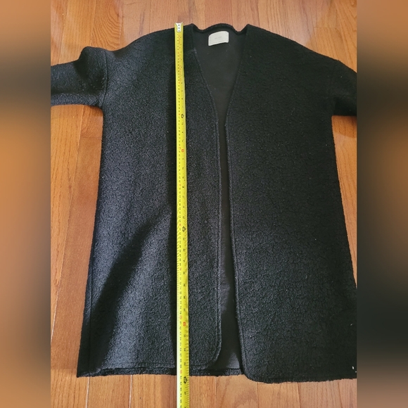 Oak and Fort Classy Black Long Wool Blend cardigan Women XS Oversized Jacket - Picture 6 of 7